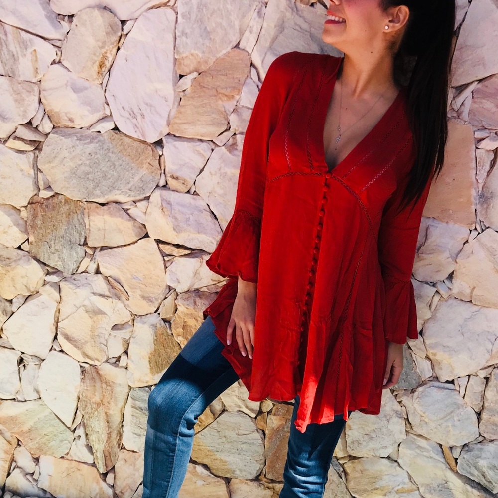 LAST ONE! Long Sleeve Bohemian Tunic Top - Picture 5 of 6